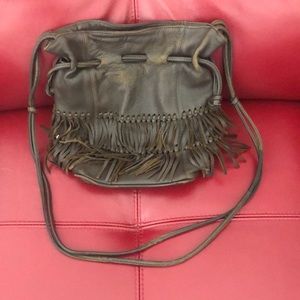 Brown Deer Skin Leather Fringe Bag